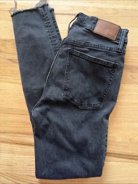 Madewell Black Distressed Skinny Jeans with Raw Hem